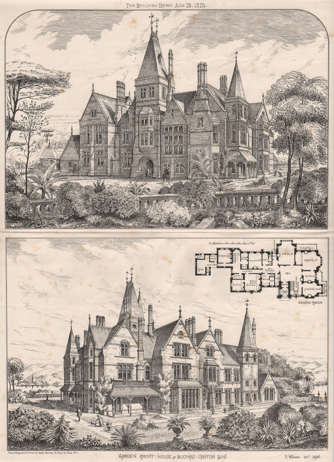 Garden front House, Buonas, Canton Zug; W. Wilkinson Archt. Switzerland 1875